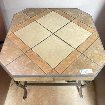 Slate Top Iron Base Lamp Table