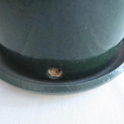 Glazed Ceramic Flower Pot with Attached Saucer
