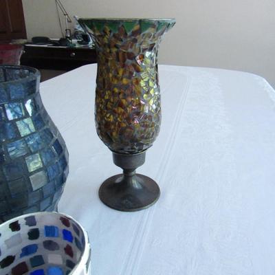 Mosaic Glass Vases and Candle Holders