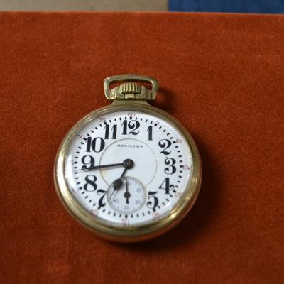LOT 383. ANTIQUE HAMILTON POCKET WATCH