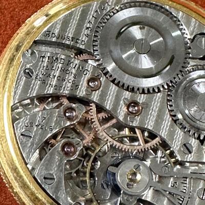 LOT 386  ANTIQUE ILLINOIS 17 JEWEL POCKET WATCH SERIAL # 4371741  10K GOLD FILLED CASE