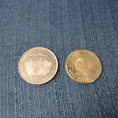 LOT 368. CALIFORNIA EXPOSITION SOUVENIR COIN/ATHLETHIC TOSS COIN 1977