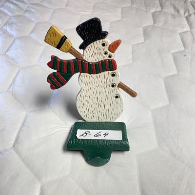 Cast Iron Snowman Christmas Stocking Holder