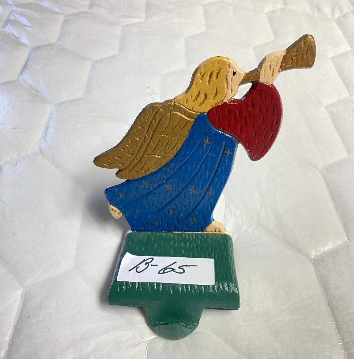 Cast Iron Angel with Trumpet Christmas Stocking Holder