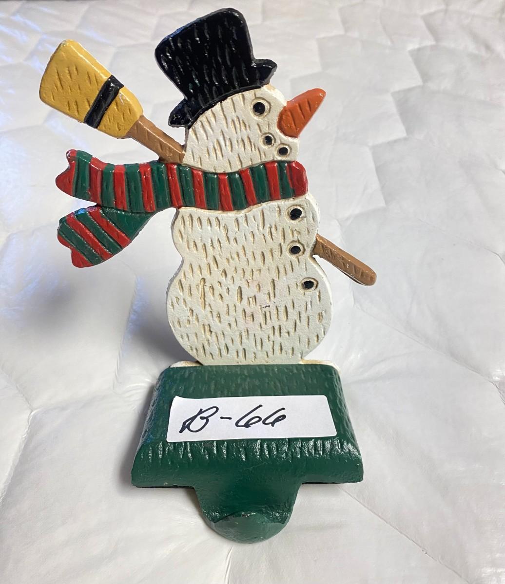 Cast Iron Snowman Christmas Stocking Holder