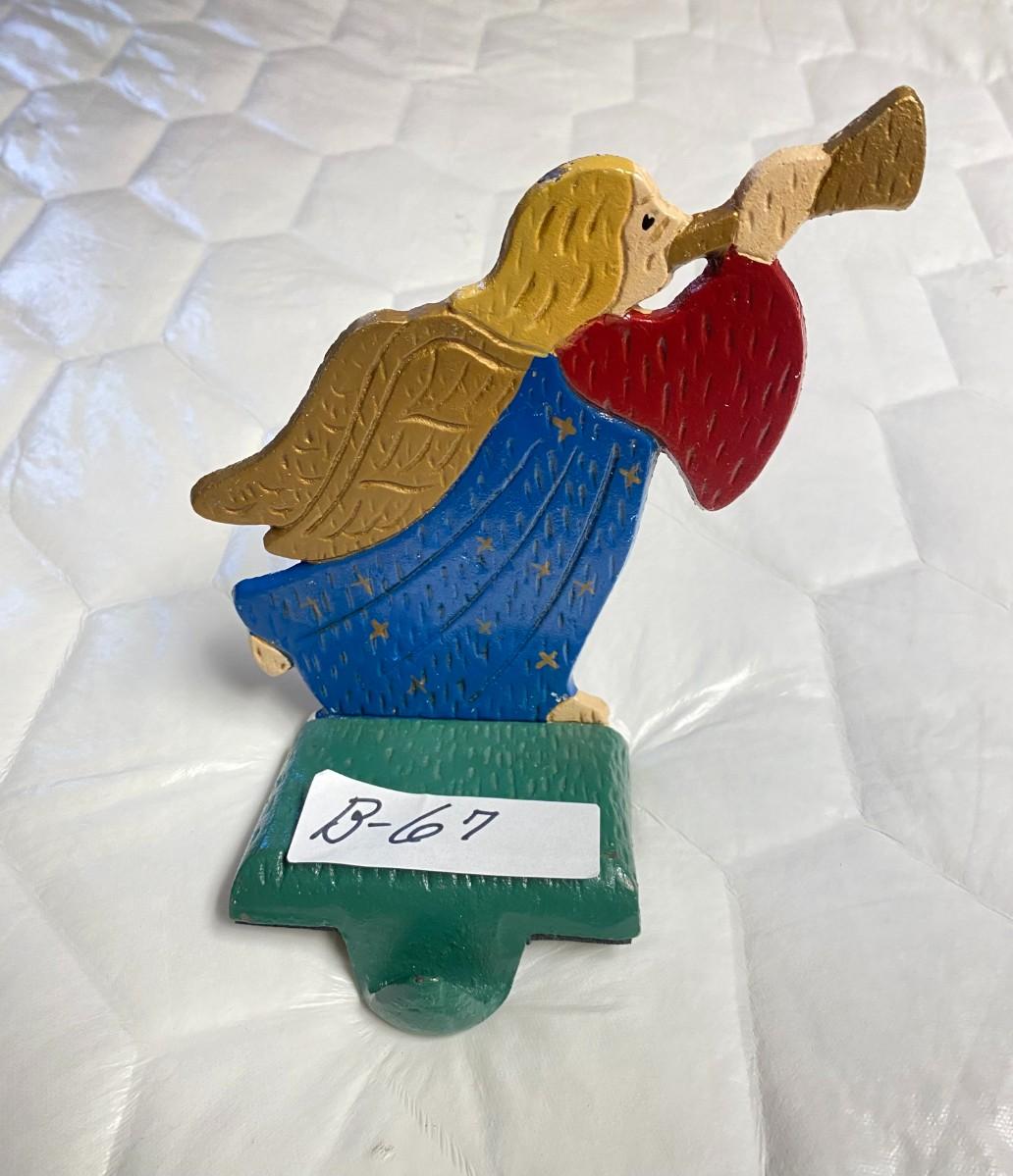 Cast Iron Angel with Trumpet Christmas Stocking Holder
