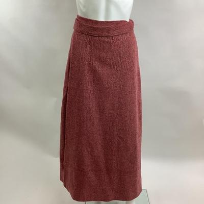 Lot 501 Vintage Wrap-Around Red Tweed Wool Skirt