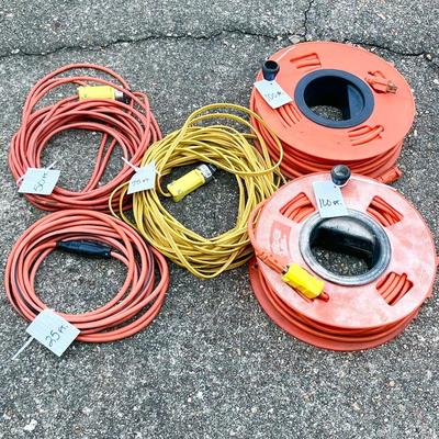 Assortment Of Five (5) Heavy Duty Extension Cords