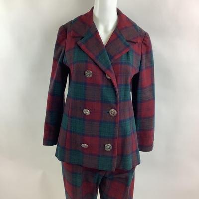 Lot 515  Vintage Hand-made Plaid Wool Double Breasted Pant Suit