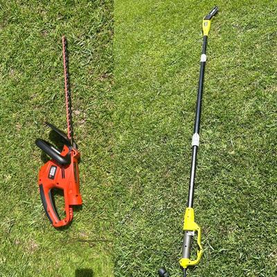 RYOBI ~  8 inch Electric Corded Pole Saw & BLACK & DECKER Hedge Saw