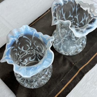 Northwood Spanish Lace Opalescent Vases