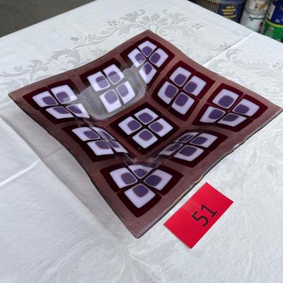 Fused Glass Art Glass Square Tray