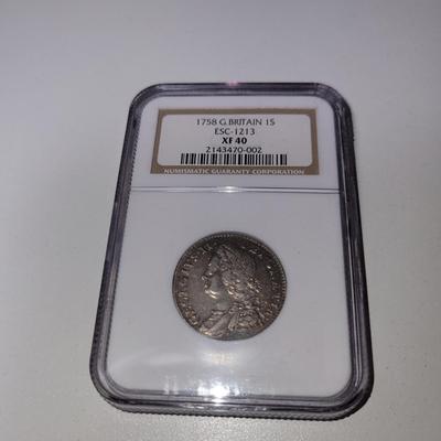 Great Britain 1758 Shil NGC XF40