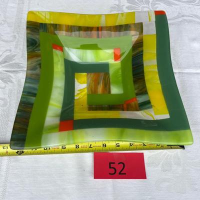Fused glass Square Bowl Earth Tones