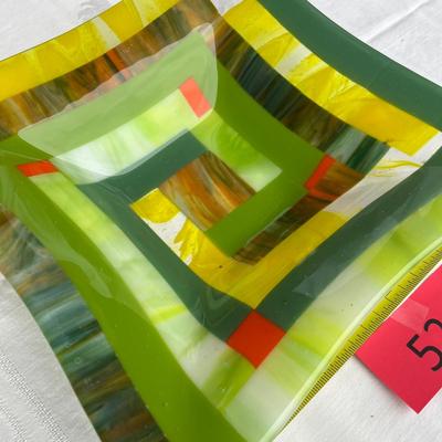 Fused glass Square Bowl Earth Tones