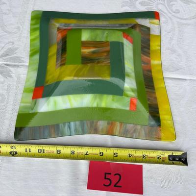 Fused glass Square Bowl Earth Tones