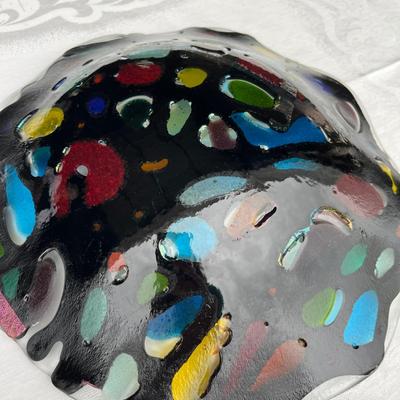 Fused glass stained glass style bowl