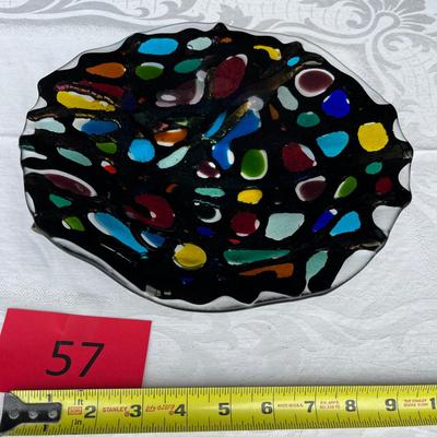 Fused glass stained glass style bowl