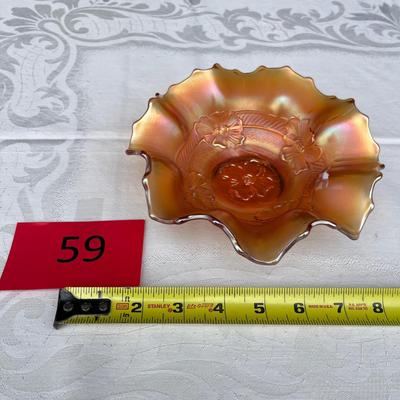 Marigold Carnival Glass Bowl Pansy