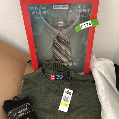Pierre Cardin 15-15 1/2 Shirt & Tie, Chaps Sweater M, & Dress Socks -Lot 174