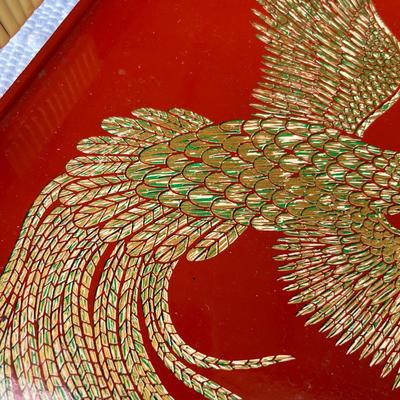 Red with Gold oriental tray