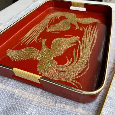 Red with Gold oriental tray