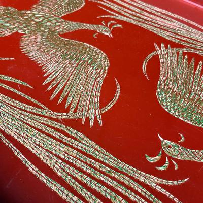 Red with Gold oriental tray