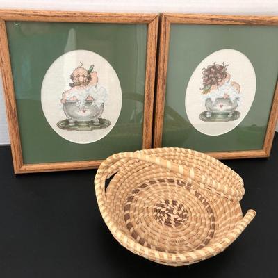 Basket By Mary Graham S.C. & Two Needle Point Wall Decor S.C. -Lot 176