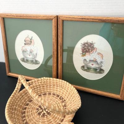 Basket By Mary Graham S.C. & Two Needle Point Wall Decor S.C. -Lot 176