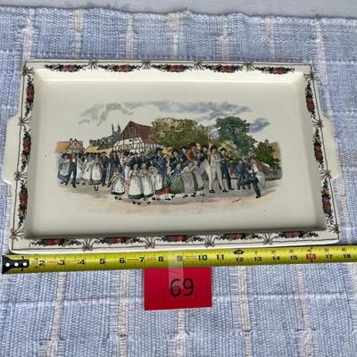 French Colonial Scene Earthenware Tray