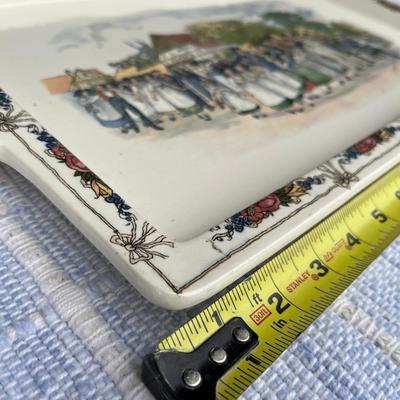 French Colonial Scene Earthenware Tray