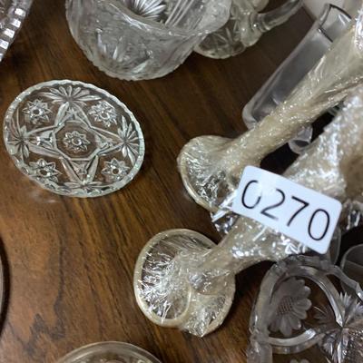 Large Lot Of Clear Glassware Cakeplate Vases Serving Dishes +++