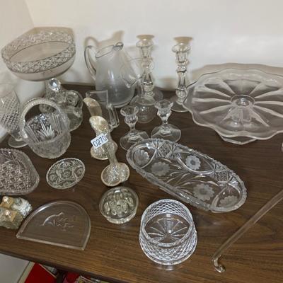 Large Lot Of Clear Glassware Cakeplate Vases Serving Dishes +++