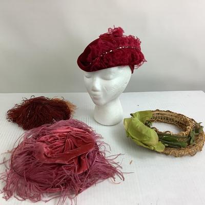 Lot 523  Lot of Four Vintage Ladies Hats ( Caswell & Carol Hutzler Brothers Co. From  Baltimore MD )