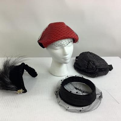 Lot 524  Lot of Four Vintage Ladies Hats ( Peggy Freed, from Baltimore MD )