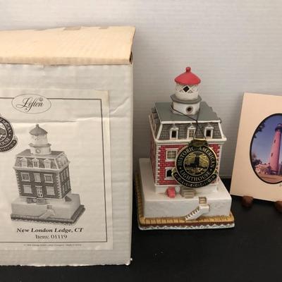 Lefton New London Ledge CT. Lighthouse & Lighthouse Photo -Lot 186