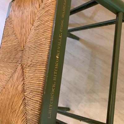PAIR Signed Hitchcock Rush Seat Arm Chairs