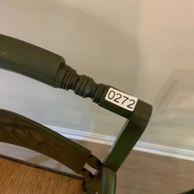 PAIR Signed Hitchcock Rush Seat Arm Chairs