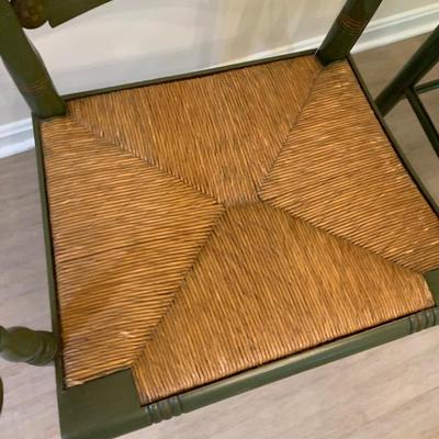 PAIR Signed Hitchcock Rush Seat Arm Chairs