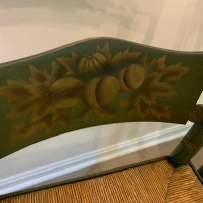 PAIR Signed Hitchcock Rush Seat Arm Chairs
