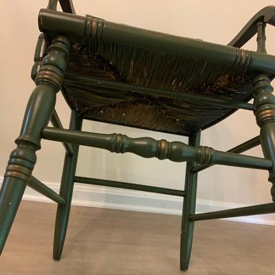 PAIR Signed Hitchcock Rush Seat Arm Chairs