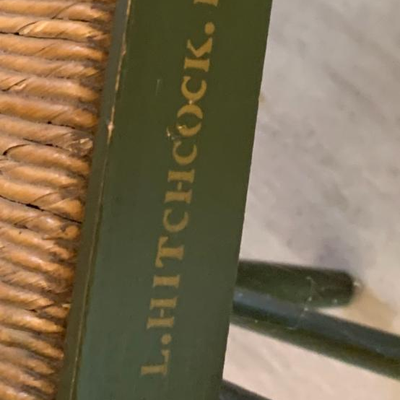 PAIR Signed Hitchcock Rush Seat Arm Chairs
