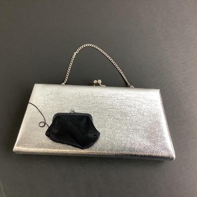 Lot 534 Vintage After Five Silver Evening Clutch with strap Black Coin Purse