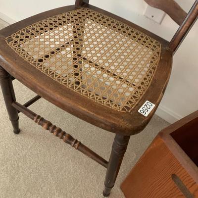 Cane Seat Chair & Unusual Storage Box