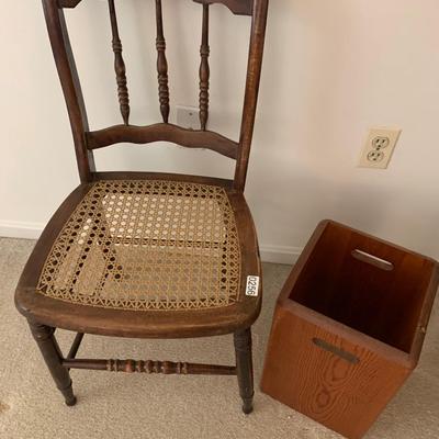Cane Seat Chair & Unusual Storage Box