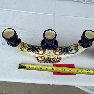 Talavera Matched 3 light Candle Sticks