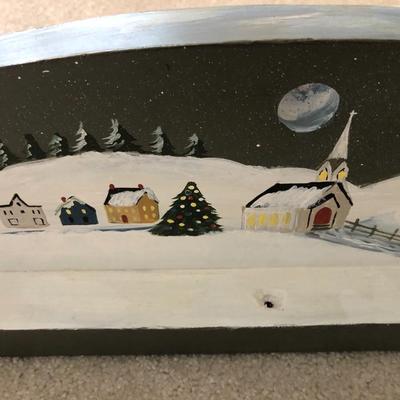 Hand Painted Double Sided Wall Shelf & Winter Wall Plaque -Lot 193