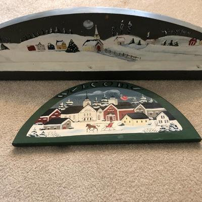 Hand Painted Double Sided Wall Shelf & Winter Wall Plaque -Lot 193