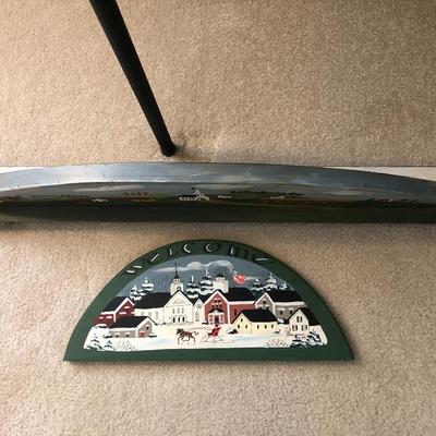 Hand Painted Double Sided Wall Shelf & Winter Wall Plaque -Lot 193