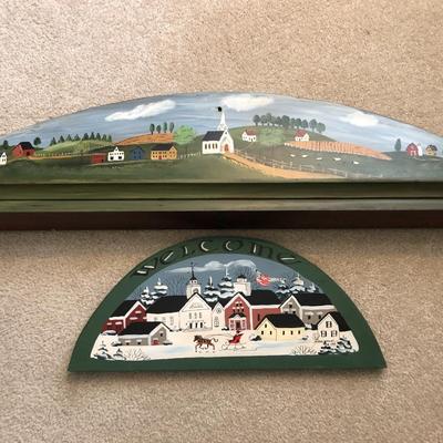 Hand Painted Double Sided Wall Shelf & Winter Wall Plaque -Lot 193